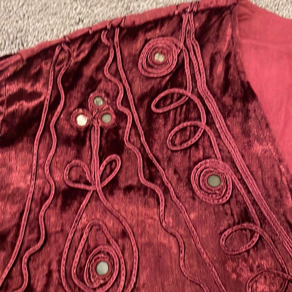 Asha Vintage Crushed Velvet Jacket Embroidered Mirrored Size Small Medium - Picture 4 of 12